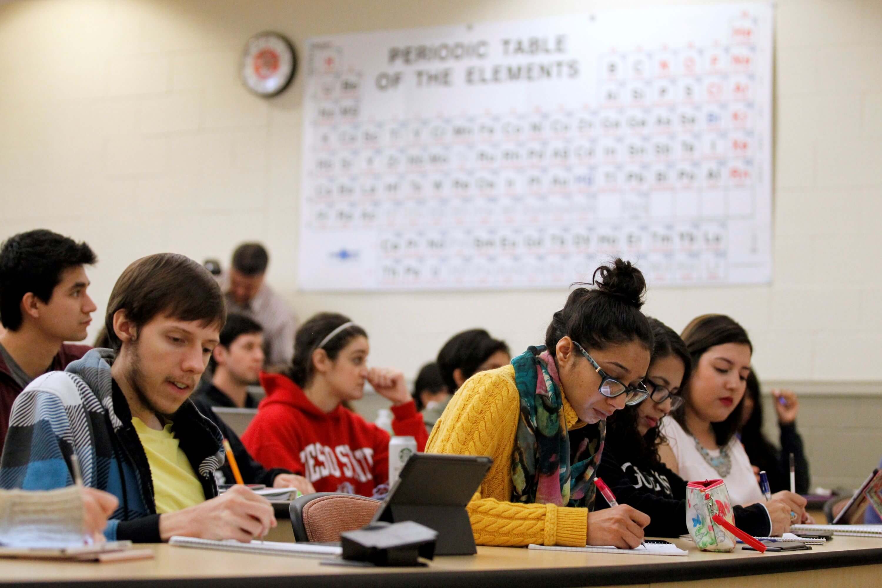 students studying in a classroom