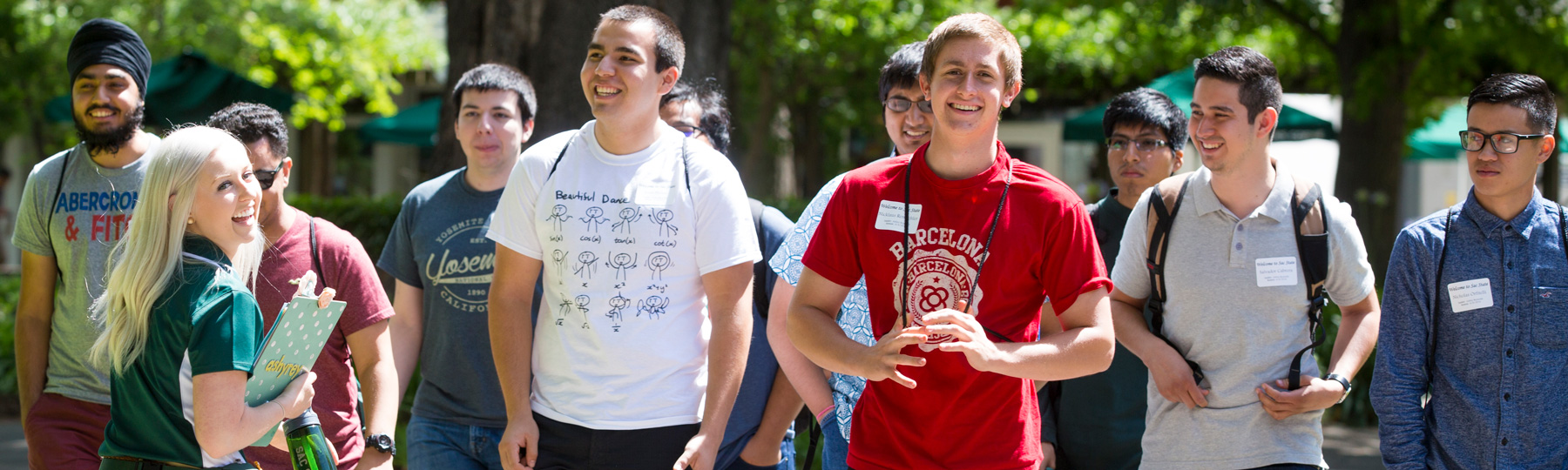 group of students on campus tour