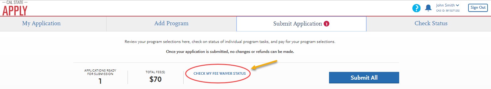 Application Fee Waiver CSU