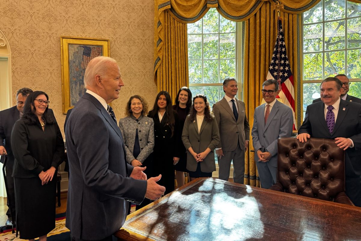 Chancellor García joined President Biden and others at the White House on October 29, 2024, for the ceremonial signing of an executive order that will strengthen the capacity of Hispanic-Serving Institutions to provide a high-quality education.