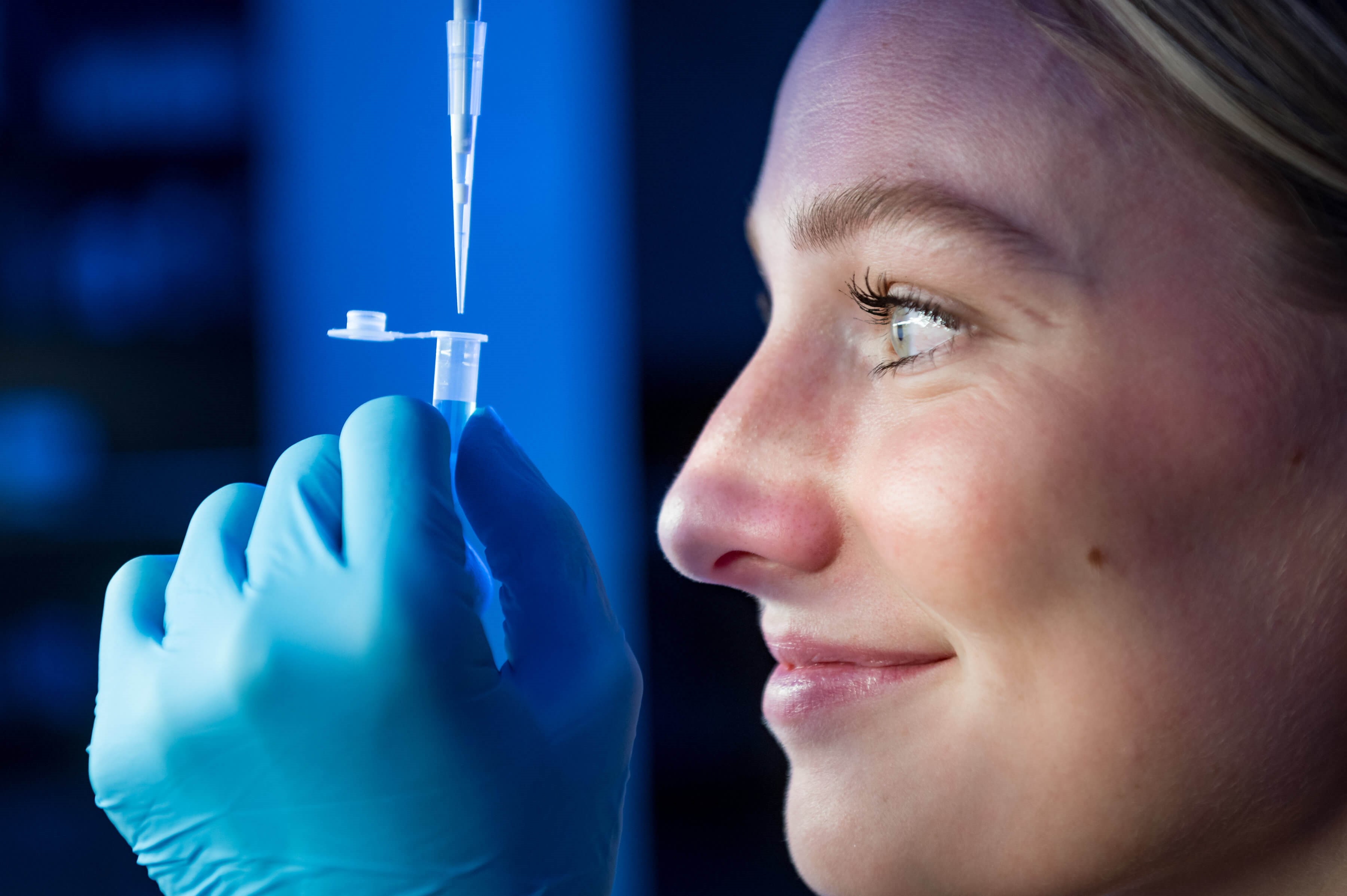 Student with a pipette