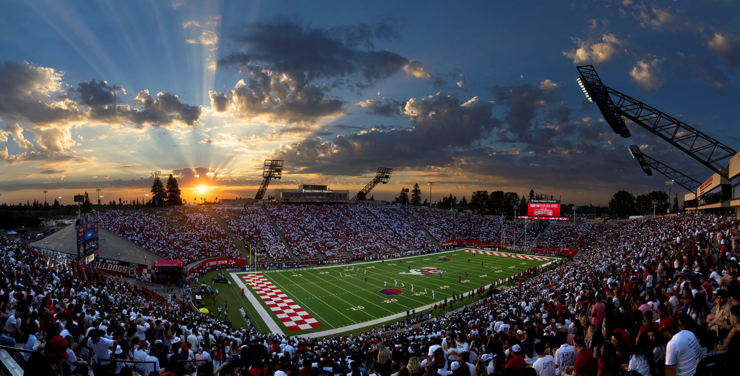 Fresno State football stadium and a sunset