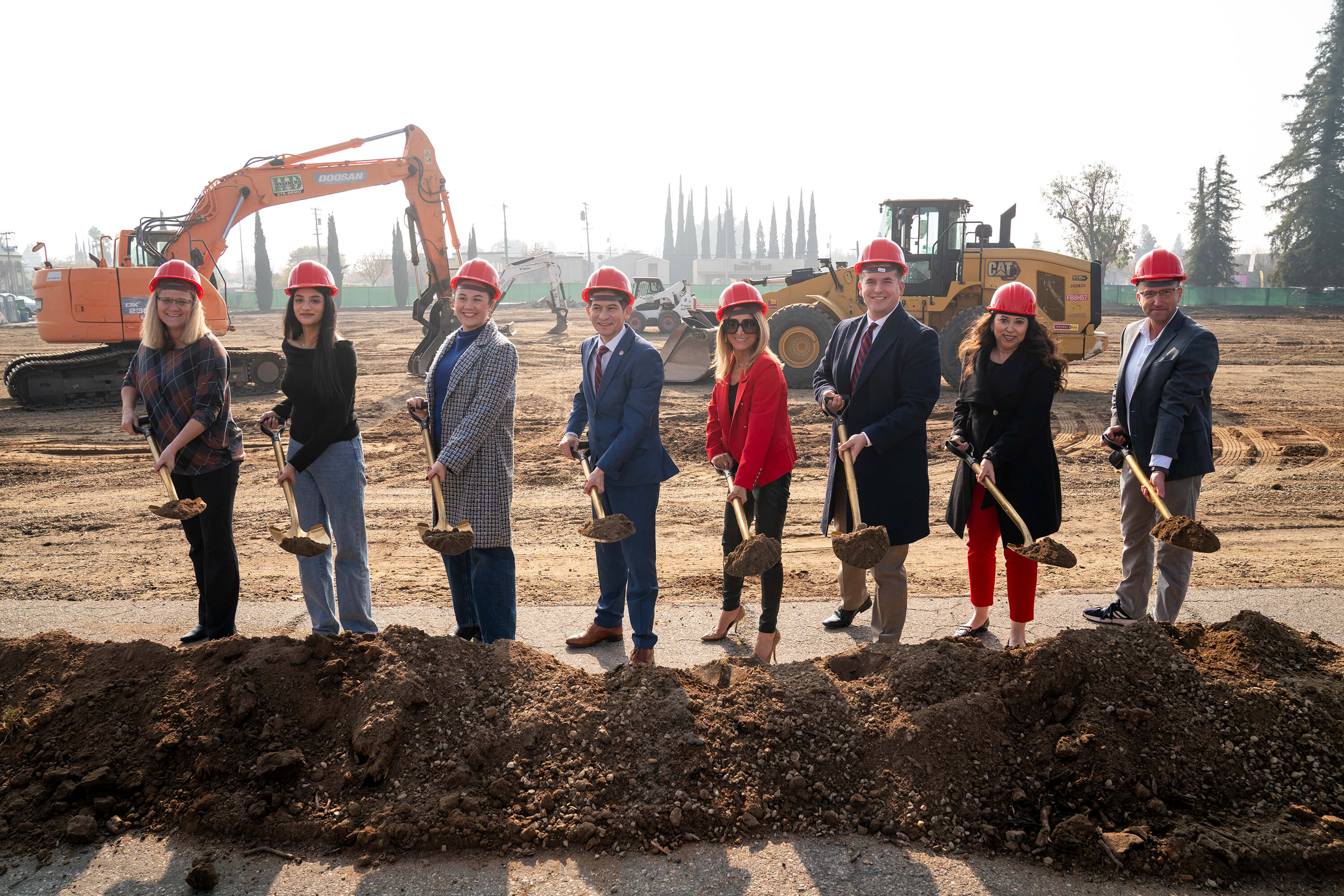 Fresno State president and others at groundbreaking