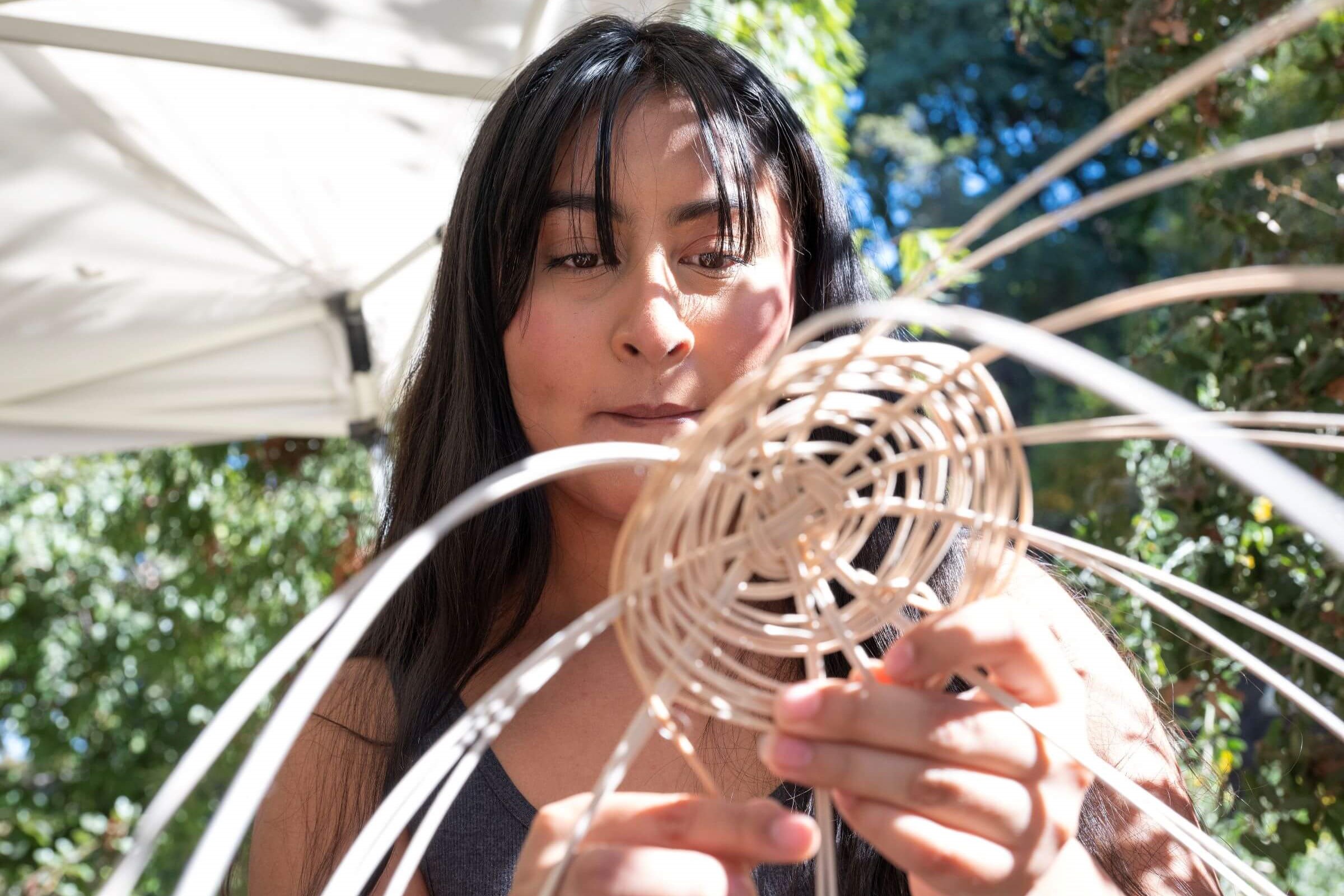 CPP student weaves a basket