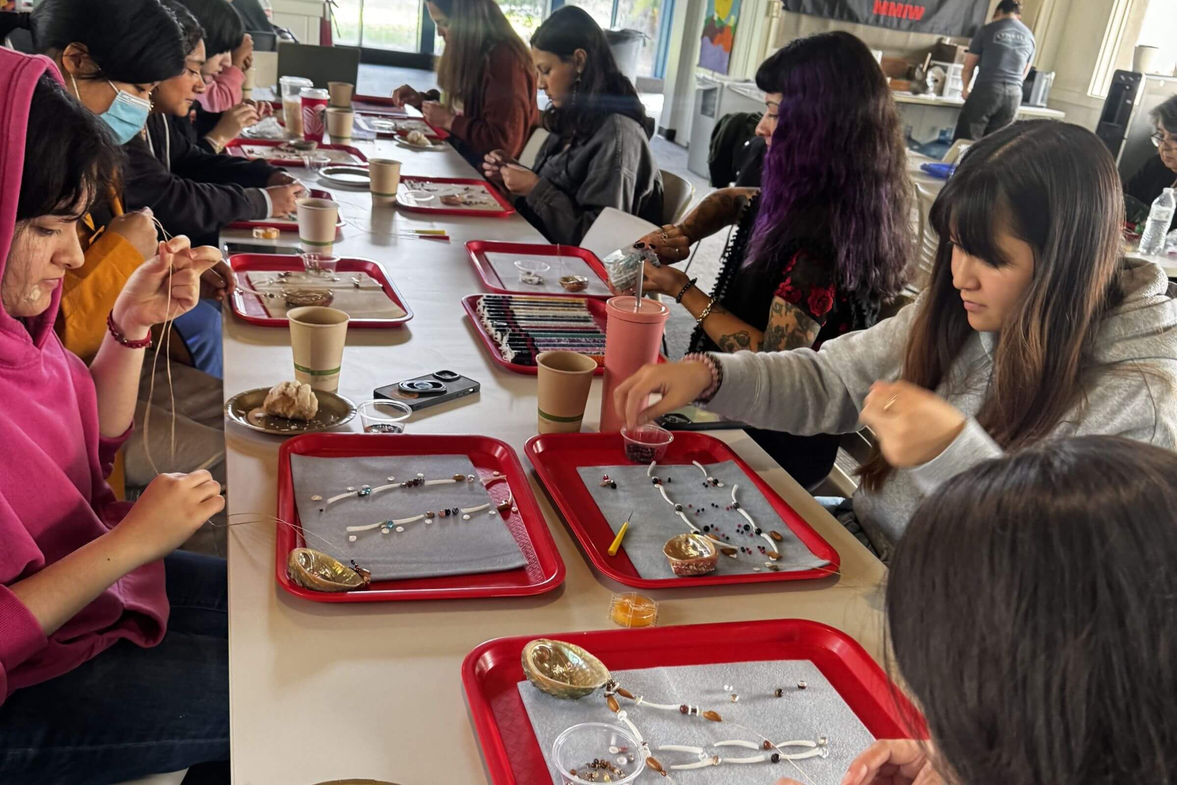 students at beading workshop