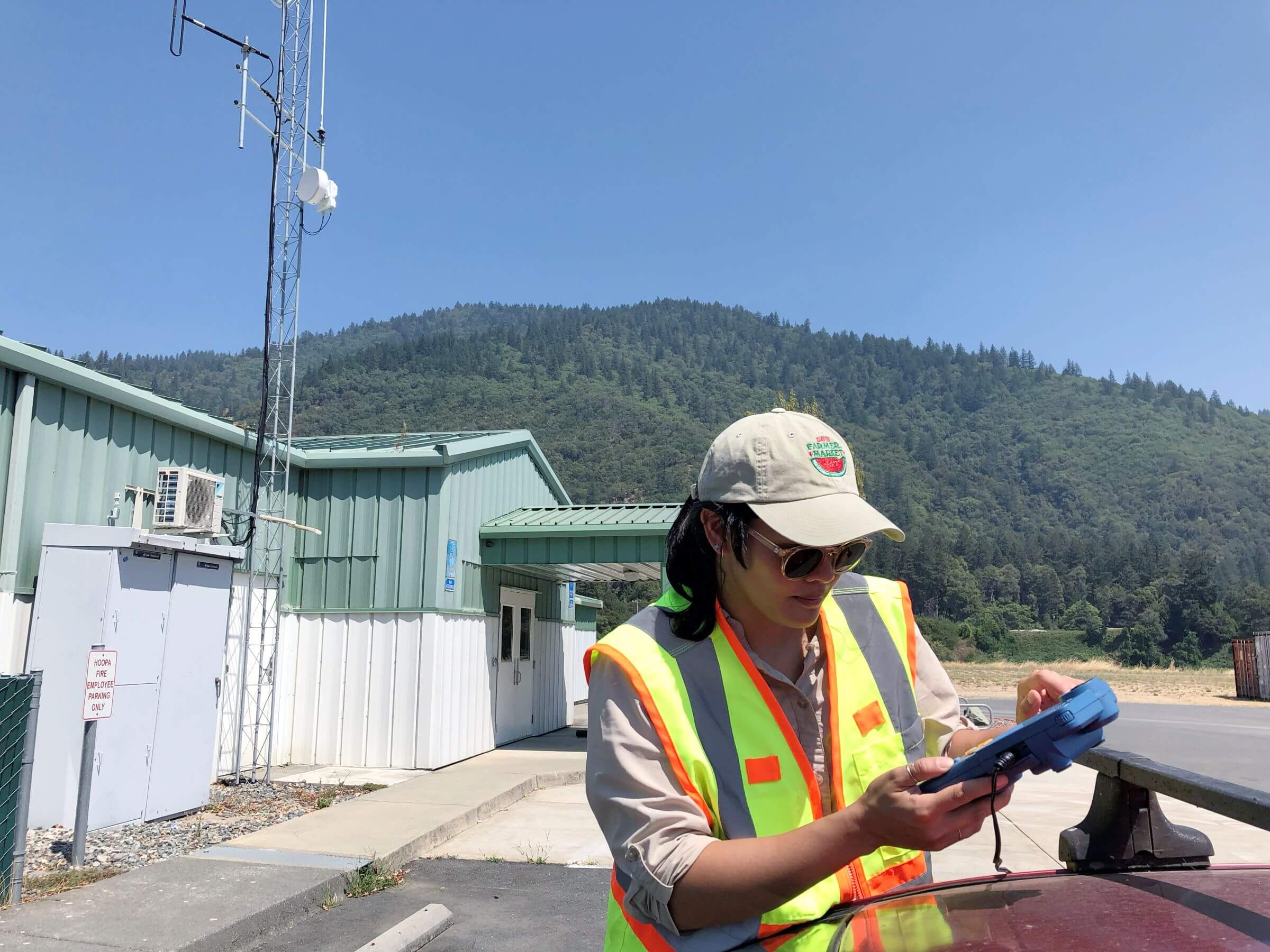 Engineer Carisse Geronimo checks the solar radition monitor