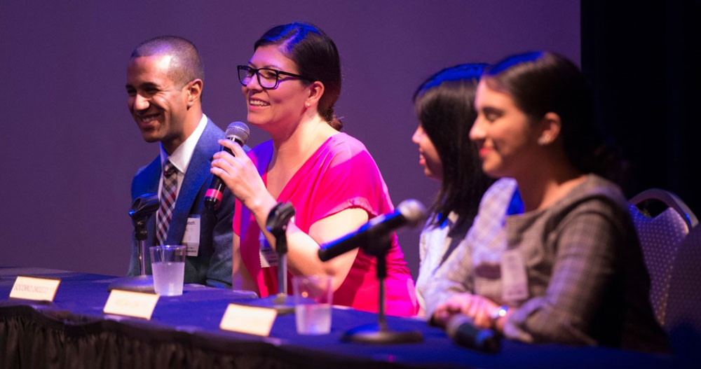 A panel of mentors and mentees present during the Cal State LA Alumni Mentoring Program kickoff event in October 2019. The event was tailored to discuss the power and value of mentorship and introduce participants to the online platform launched earlier that semester.