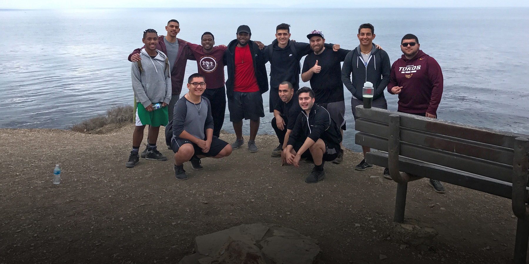 Anthony poses with a group of his MSA brothers on a hike in Palos Verdes.