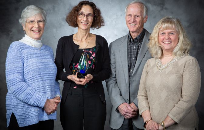 Dr. Sandy Sharp (CSU Los Angeles), 2020 Andreoli Award- Dr. Edith Porter (CSU Los Angeles), Dr. Bob Koch (CSU Fullerton) and Dr. McQueen (CSU Los Angeles). Dr. Edith Porter, Professor of Biological Sciences, CSU Los Angeles. Dr. Porter was honored for her work in mentoring students, most of them under-represented minorities, into the pipeline-to-careers in biotechnology, her extensive publication record, and her levels of service and productivity are remarkable. Dr. Porter was also the recipient of the 2020 Award for Education by the American Society for Microbiology.